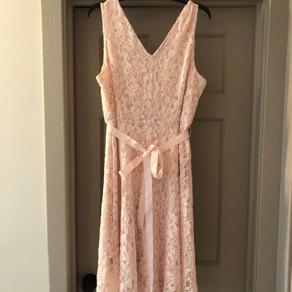 Lane Bryant pale pink lace dress 16, lined, NWT, beautiful, classy, wedding
